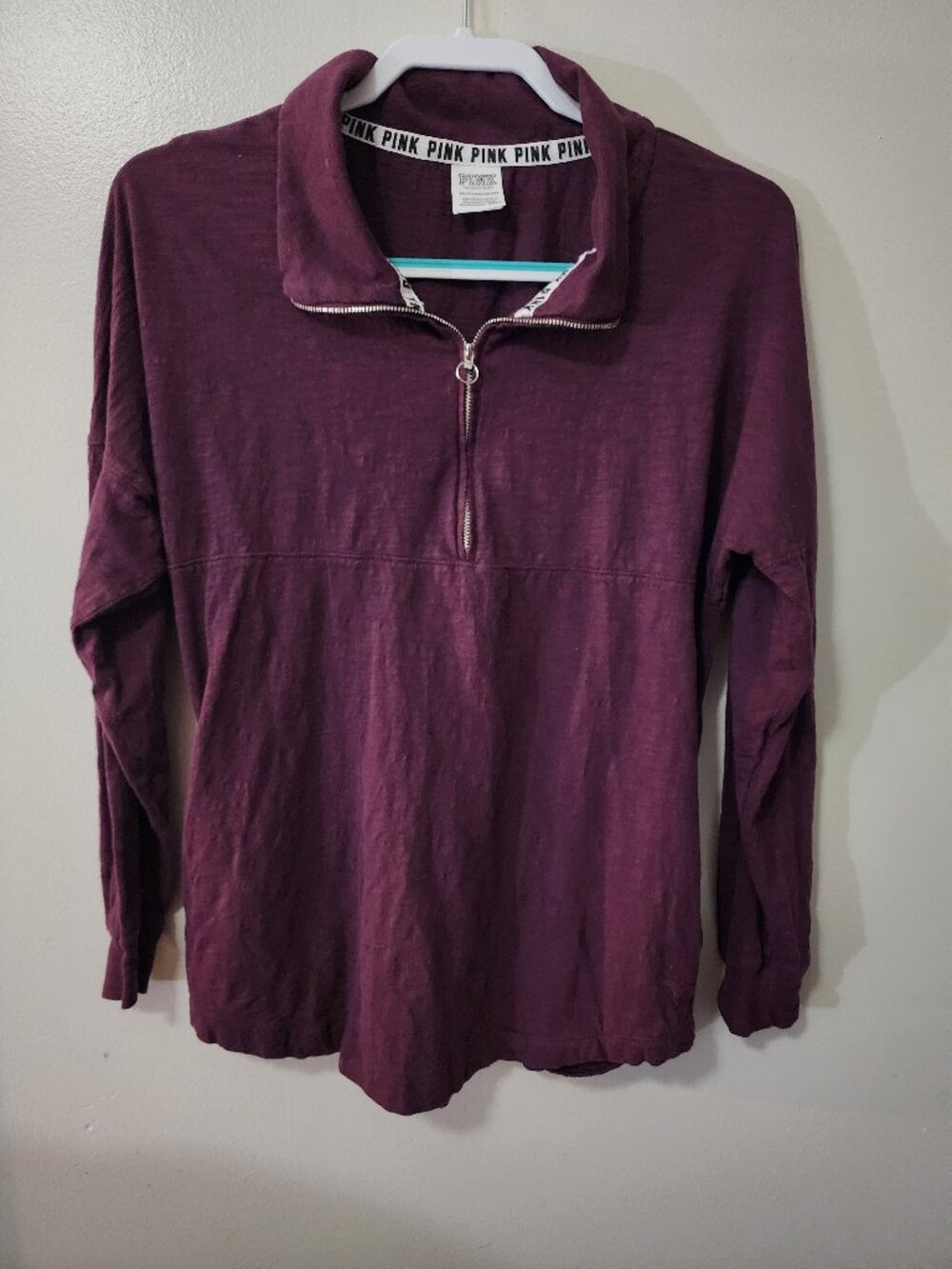 PINK Victoria’s Secret Maroon Quarter Zip Pullover Jacket XS